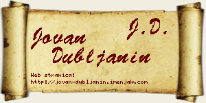 Jovan Dubljanin vizit kartica